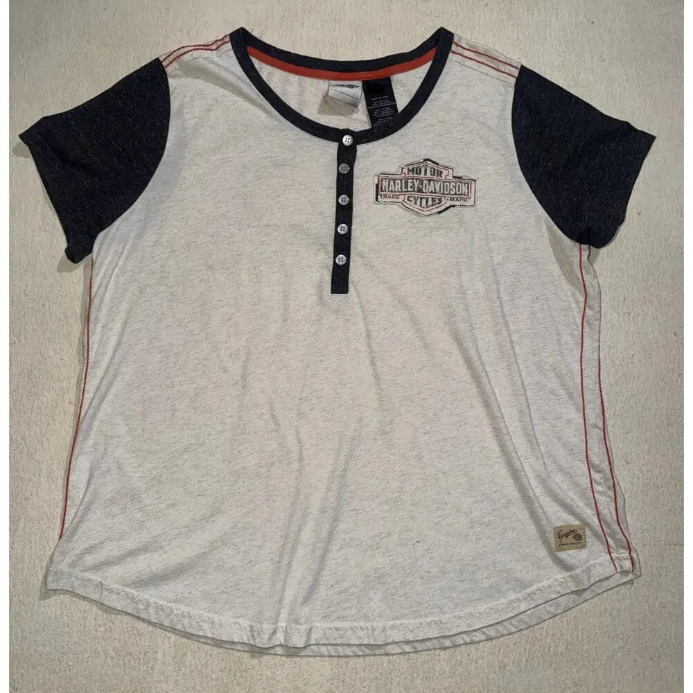Harley Davidson women’s vintage cream & black short sleeve top - Picture 15 of 16